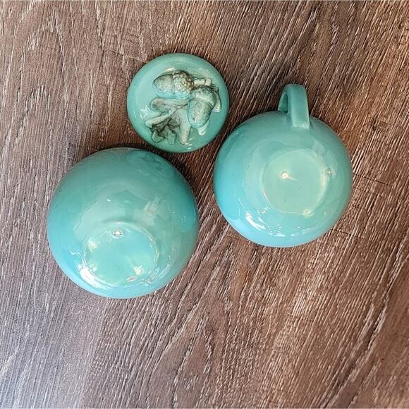 Jaska of California Cascade Ware Blue Brown Drip Vintage Cream and Sugar acorns - Picture 6 of 9